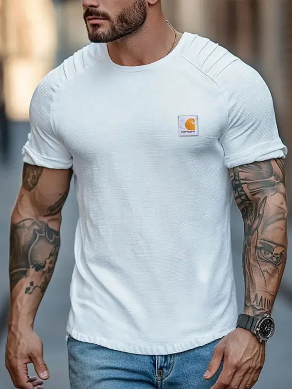 Men'S Stylish Casual Short-Sleeved T-Shirt With Pleated Shoulders - Pragmaace.com 