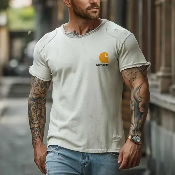 Carhartt Men's Vinge Fur Edge Ripped Surf Round Neck Short Sleeve T-Shirt - Wayrates.com 