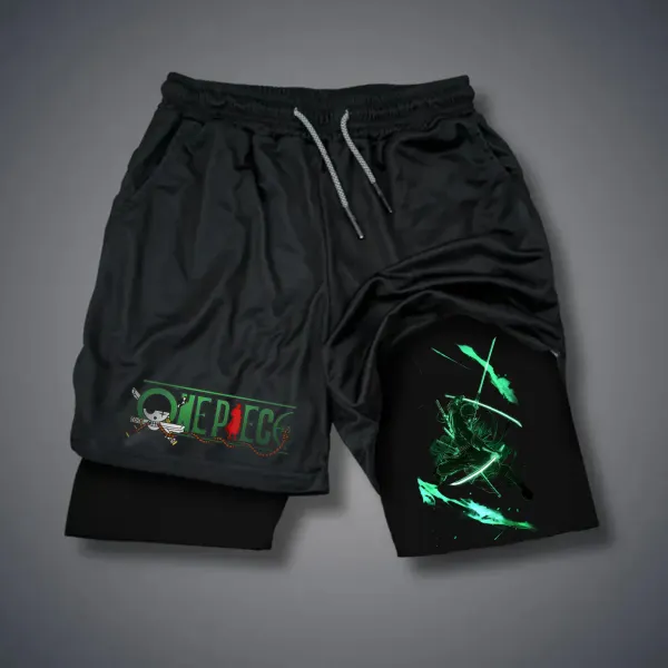 Street Casual Fashion Mesh Double-Layer Shorts Fitness Running Anime Element Shorts - Ootdyouth.com 