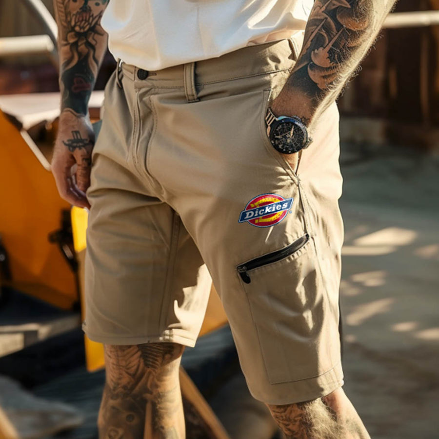 

Dickies Men's Vintage Pocket Outdoor Workwear Zipper Pocket Khaki Cargo Shorts