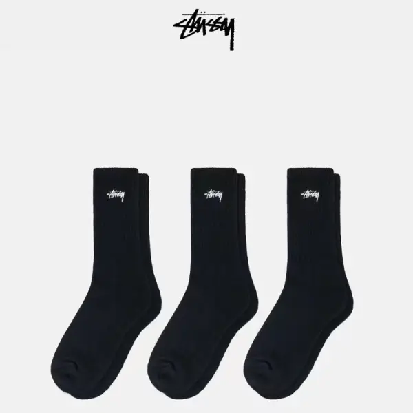 Classic Black And White Gray Stussy Trendy Socks Sports Socks Gift Box Towel Bottom High Tube Men And Women Embroidered Trendy Socks Wholesale - Rabclub.com 