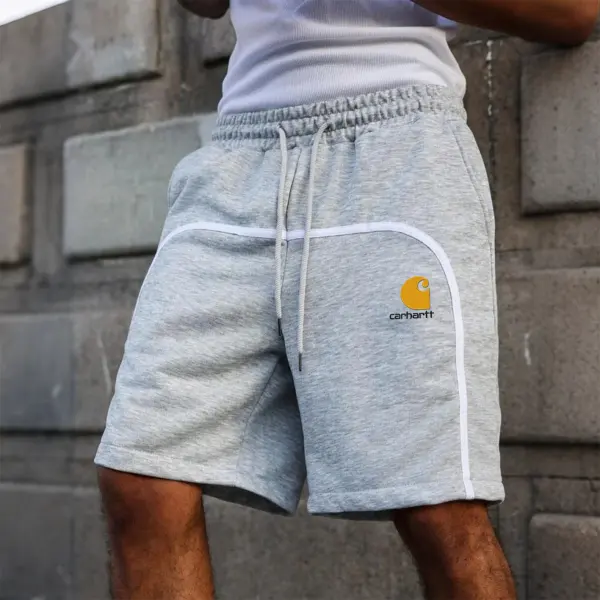 Men's Drawstring Waist Shorts Print And Striped Tape Design Men S Clothing Men Shorts Men Clothing Men Shorts - Wayrates.com 