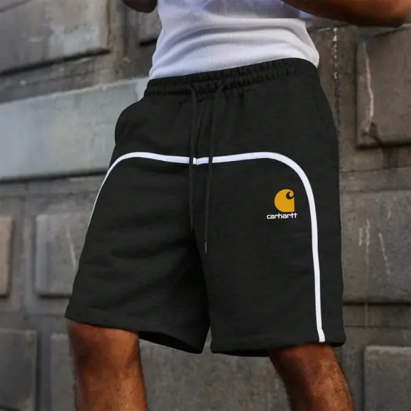 Men's Drawstring Waist Shorts Print And Striped Tape Design Men S Clothing Men Shorts Men Clothing Men Shorts - Wayrates.com 