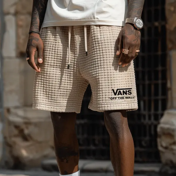 Quilted Shorts With Print Logo For Casual Wear - Wayrates.com 