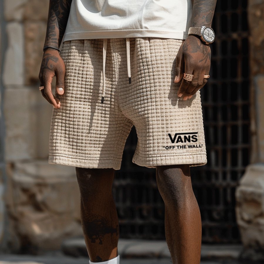 

Quilted Shorts With Print Logo For Casual Wear