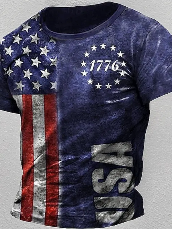 Patriotic USA Flag T-Shirt - 1776 Design For Independence Day Celebrations - Pragmaace.com 