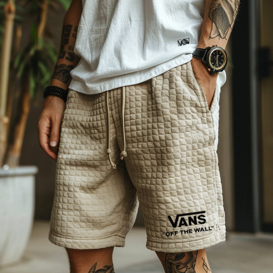 

Quilted Shorts With Print Logo For Casual Wear