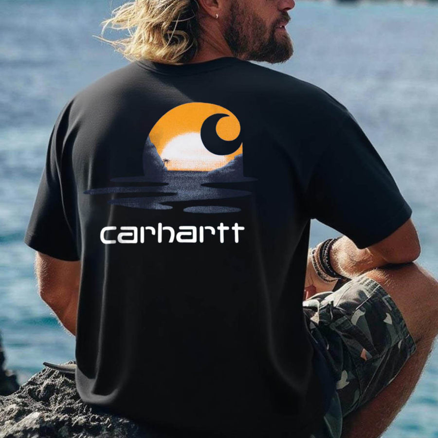 

Carhartt Men's Vintage Surfing Lake Print Crew Neck Cotton Short Sleeve T-Shirt