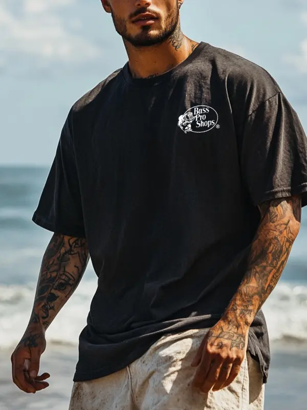 Men's Vintage Fish Print Outdoor Surf Tee - Pragmaace.com 