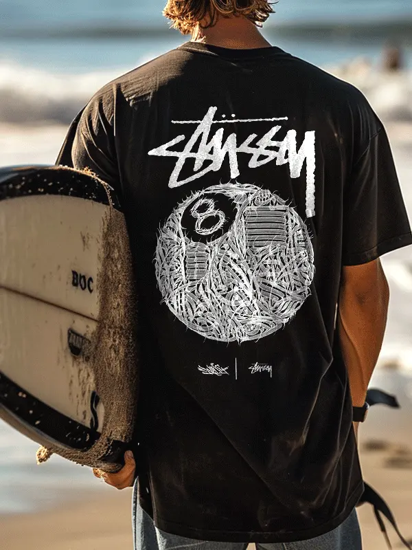 Stussy Graphic Print T-Shirt For Surfing Enthusiasts - Menwyx.com 