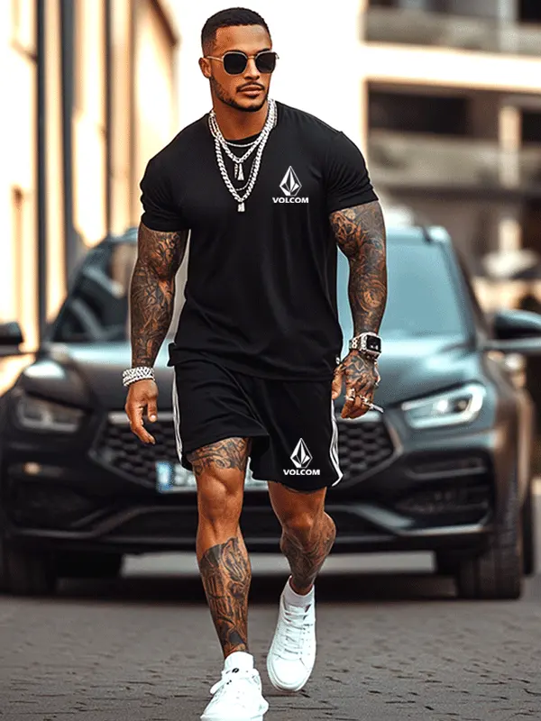 Men's Stylish Athletic Shorts And T-Shirt Set For Summer - Pragmaace.com 