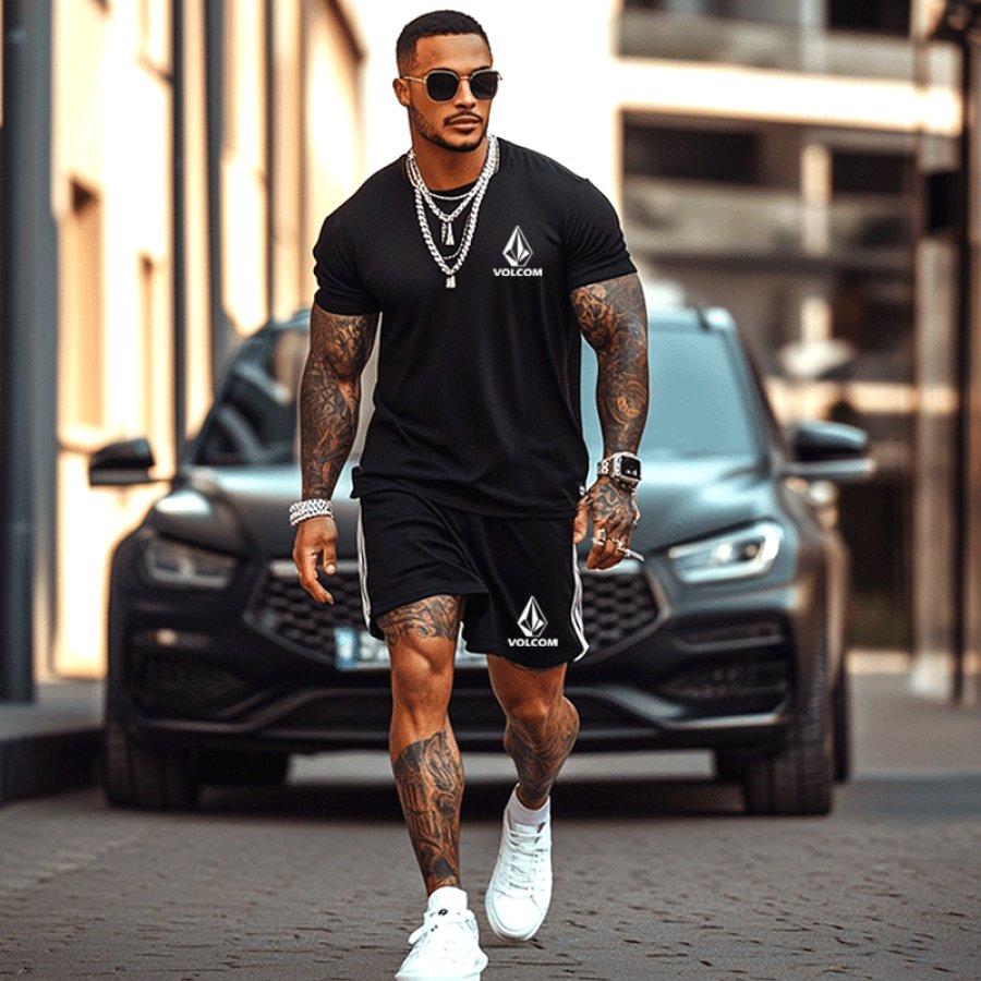 

Men's Stylish Athletic Shorts And T-Shirt Set For Summer