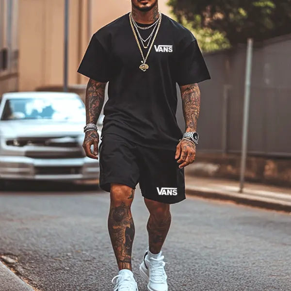Vintage Stylish Oversized T-Shirt And Shorts Set For Men - Ootdyouth.com 