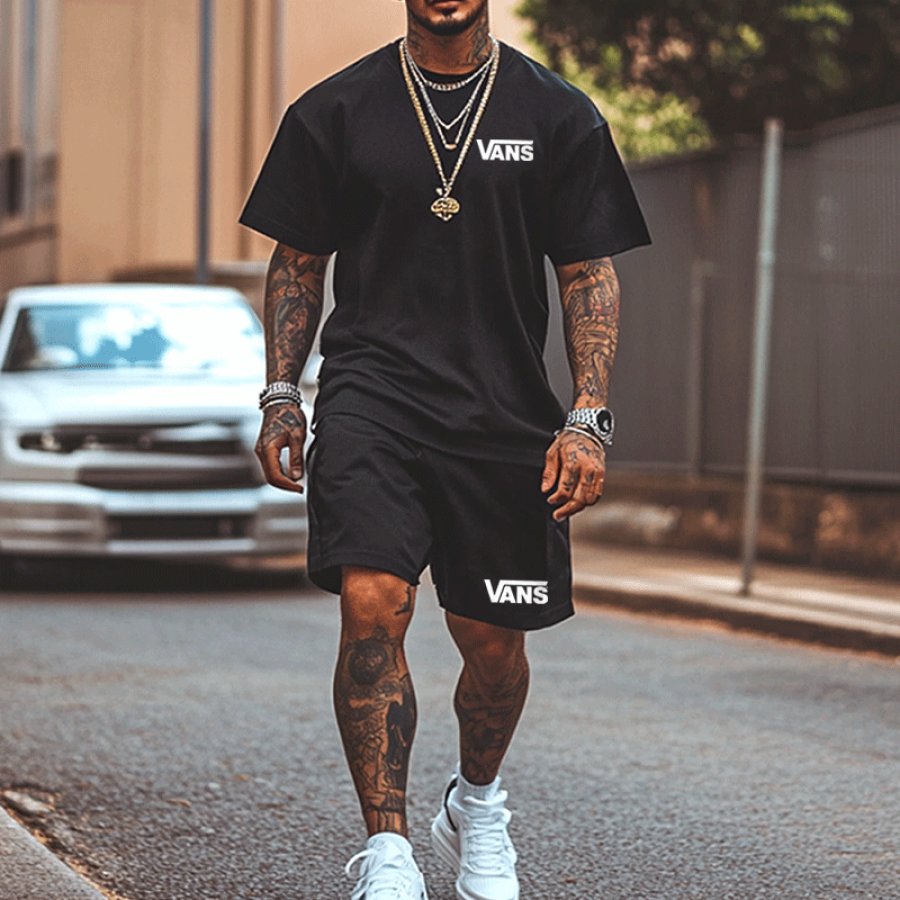 

Vintage Stylish Oversized T-Shirt And Shorts Set For Men