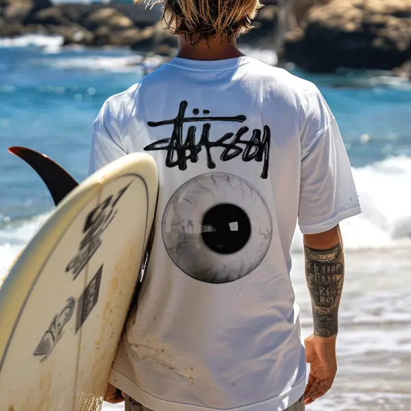 Graphic Tee With Eye Design For Surfing Enthusiasts - Wayrates.com 