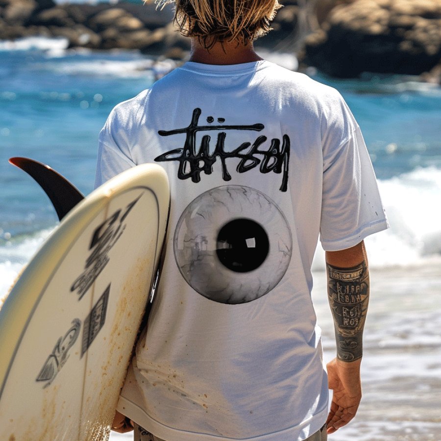 

Graphic Tee With Eye Design For Surfing Enthusiasts