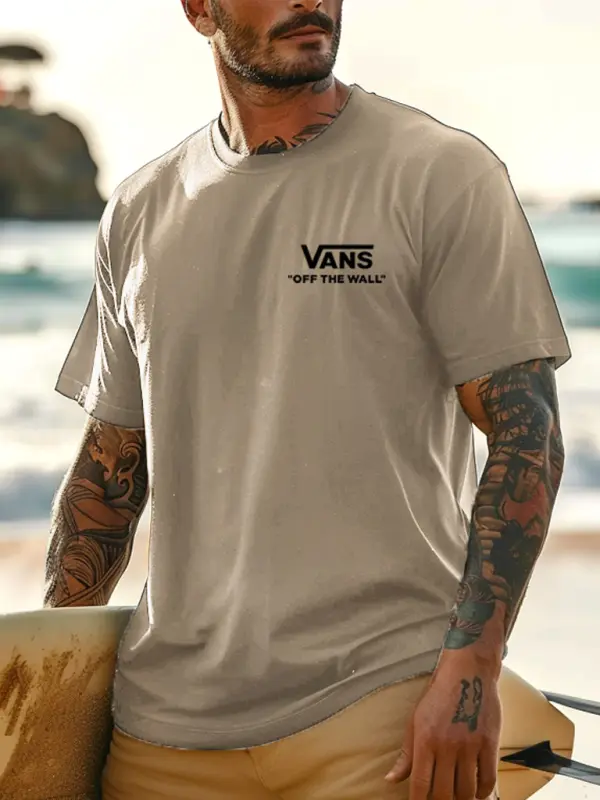 Vans Men's Vintage Surf Crew Neck Cotton Short Sleeve Muscle T-Shirt - Pragmaace.com 