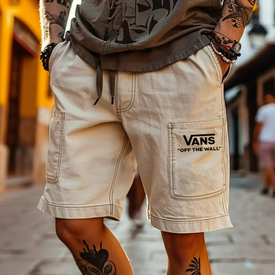 

Vans Men's Vintage Surfing Pockets Walkshort Workwear Elastic Cargo Shorts Boardshorts