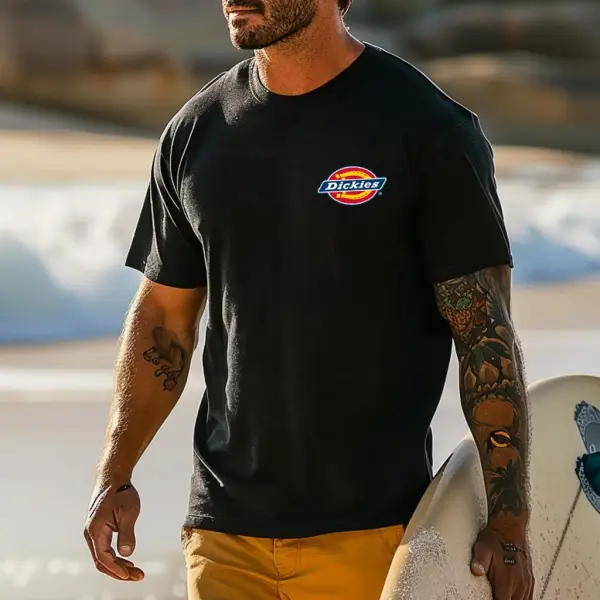 Dickies Men's Vintage Surf Graphic Print Crew Neck Cotton Short Sleeve T-Shirt - Cotosen.com 