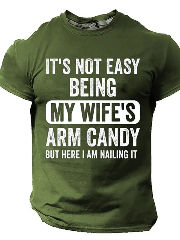 Men's Vintage Green T-Shirt With 'My Wife's Arm Candy' Slogan - Pragmaace.com 