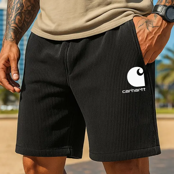 Men's Casual Black Ribbed Corduroy Cargo Shorts - Wayrates.com 