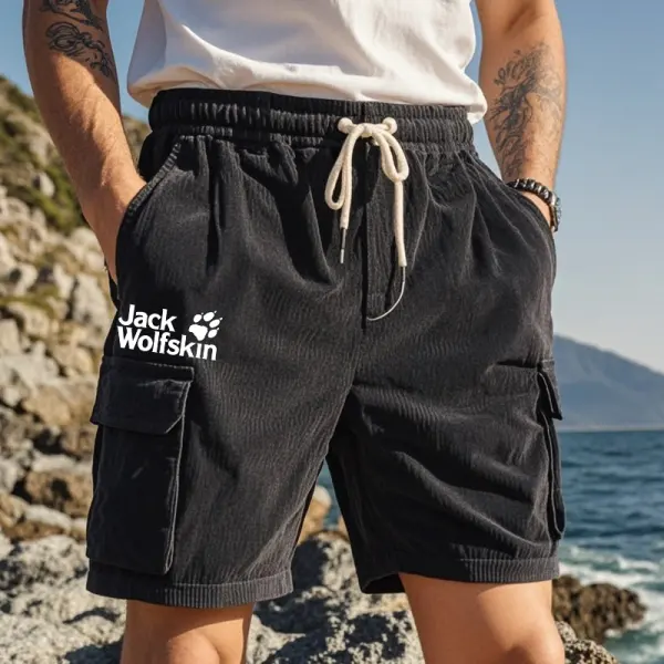 Men's Casual Corduroy Drawstring Cargo Shorts - Wayrates.com 