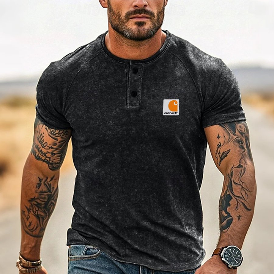 

Carhartt Men's Vintage Stylish Henley T-Shirt Raglan Sleeves