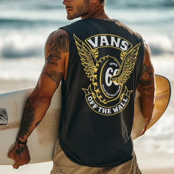 Men's Vintage Crew Neck Sleeveless Tank Top - Wayrates.com 