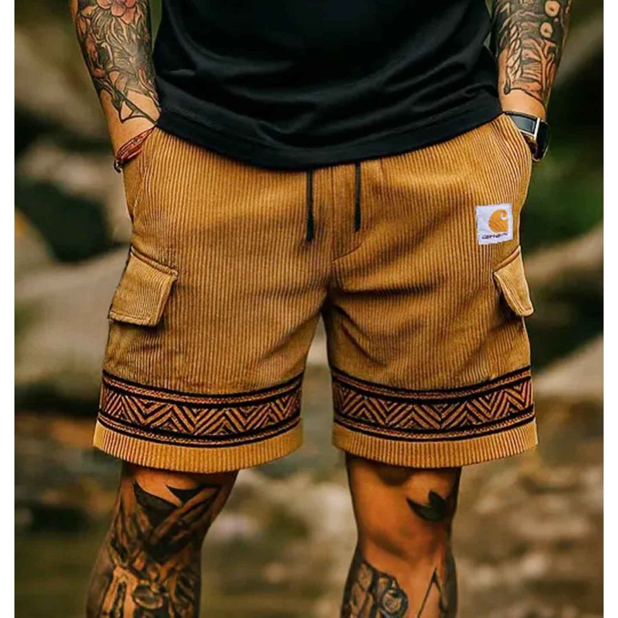 

Men's Vintage Corduroy Surfing Aztec Print Walkshort Shorts Boardshorts