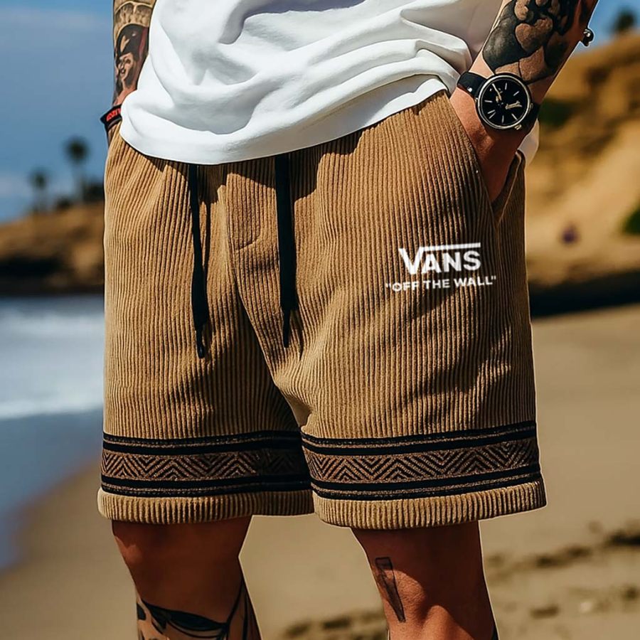 

Men's Vintage Corduroy Surfing Ethnic Aztec Print Walkshort Shorts Boardshorts
