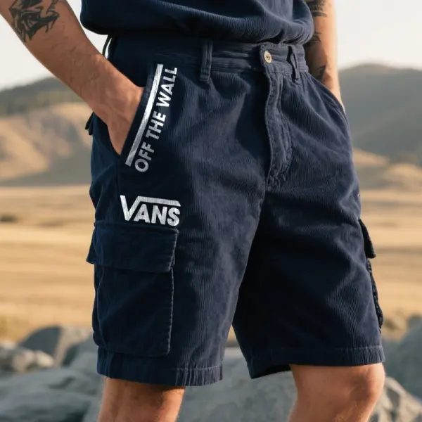 Vans Men's Casual Off The Wall Corduroy Cargo Shorts Dark Blue - Wayrates.com 