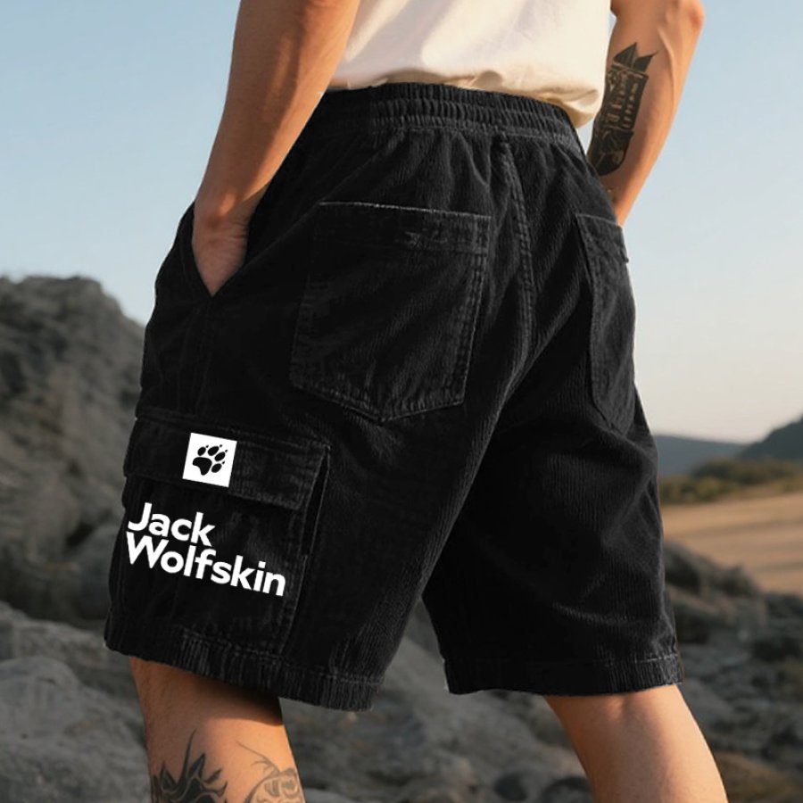 

Men's Casual Corduroy Cargo Shorts For Outdoor Adventures Black Surfing Hiking