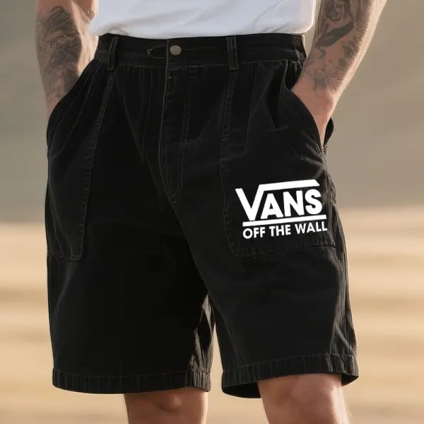 Vans Men's Casual Off The Wall Denim Shorts With Side Pocket Black - Wayrates.com 