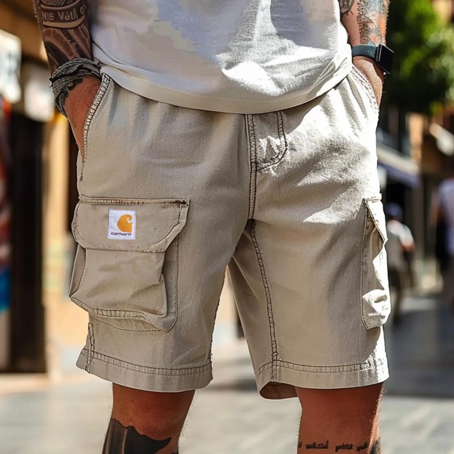

Carhartt Men's Vintage Surfing Multi-Pocket Walkshort Workwear Elastic Apricot Cargo Shorts Boardshorts
