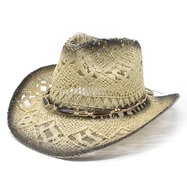 Western Outdoor Beach Retro Cowboy Straw Hat - Wayrates.com 