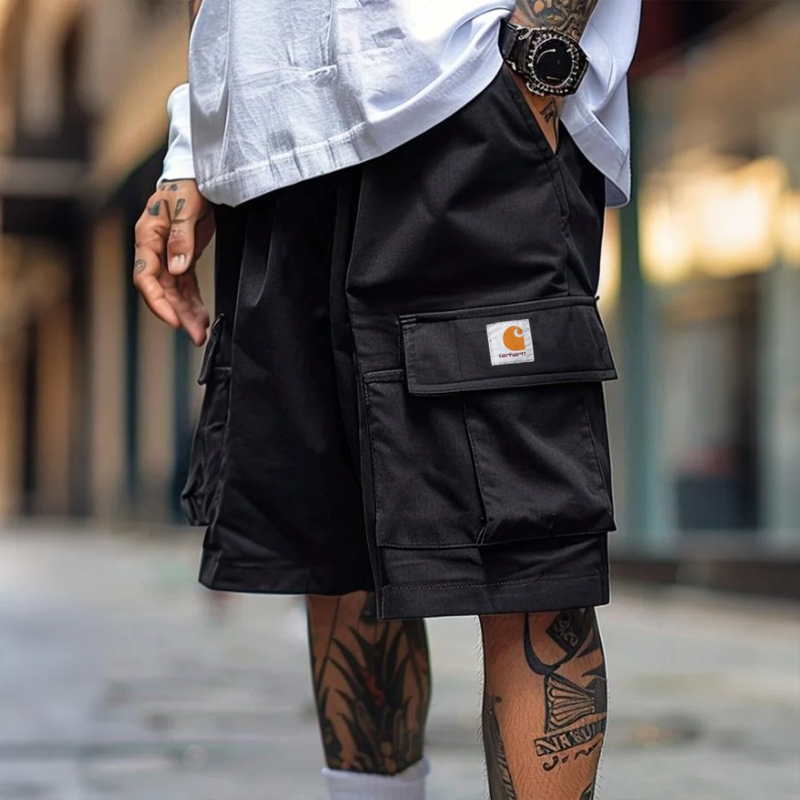 

Carhartt Men's Vintage Black Cargo Shorts With Multiple Pockets