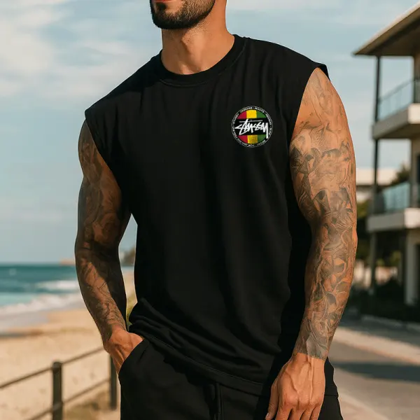 Men's Oversize Stylish Sleeveless Tee With Bold Graphic Design For Men - Wayrates.com 
