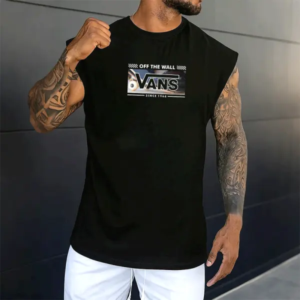 Men's Oversize Stylish Sleeveless Tee With Bold Graphic Design For Men - Wayrates.com 