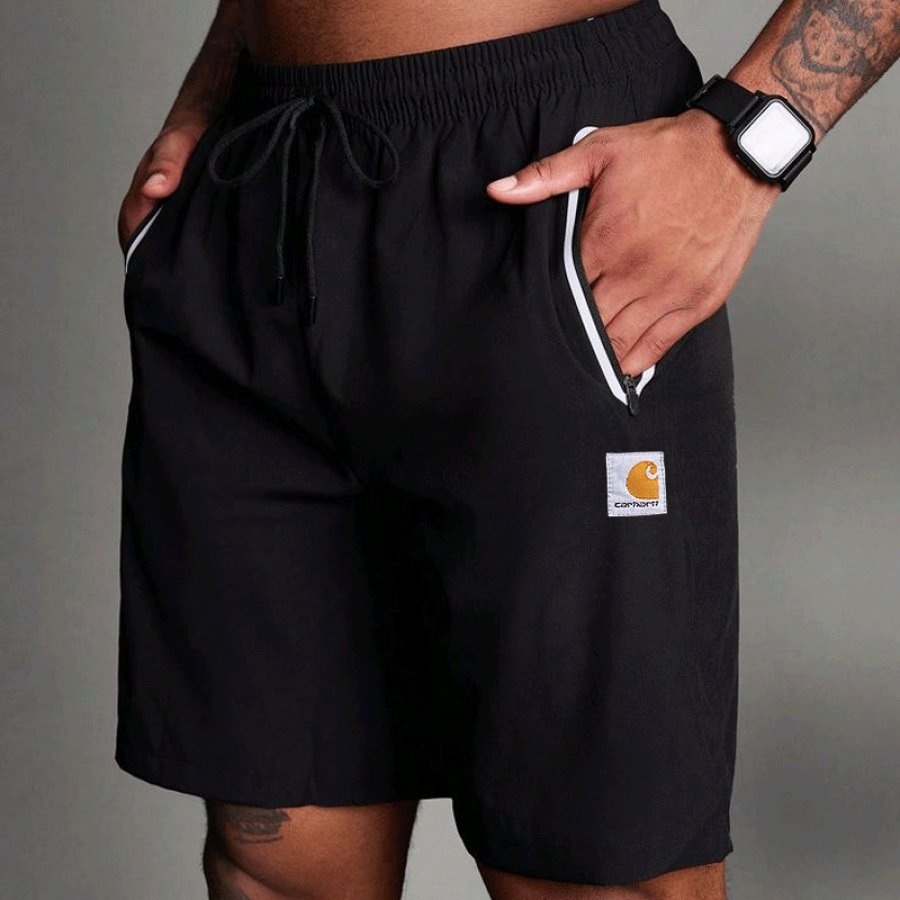 

Men's Casual Shorts With Zippered Side Pockets And Adjustable Drawstring Waist