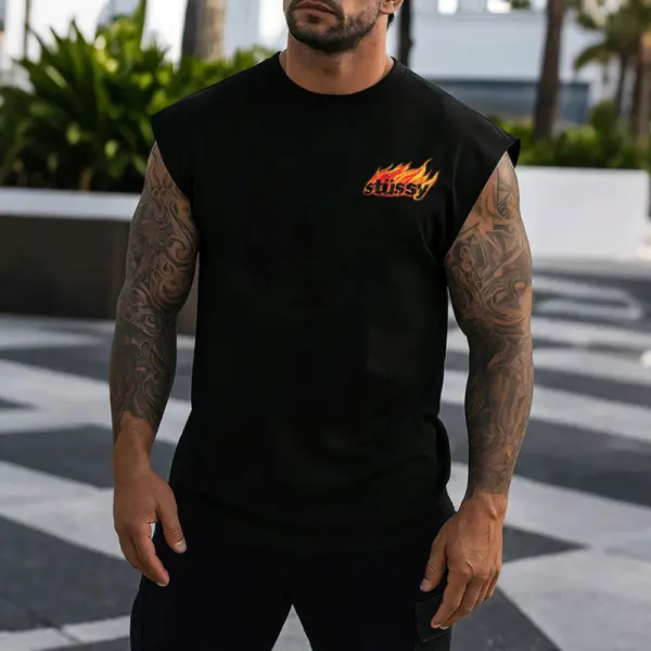 Oversized Stylish Muscle Sleeveless Tee For Men - Perfect For Summer Outdoors - Wayrates.com 