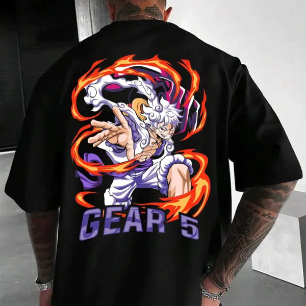 Anime-Inspired Graphic T-Shirt For Men - Gear 5 Design - Wayrates.com 