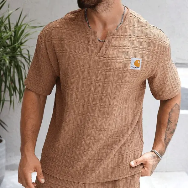 Stylish V-Neck Short Sleeve Top For Men - Perfect For Casual And Outdoor Activities - Wayrates.com 
