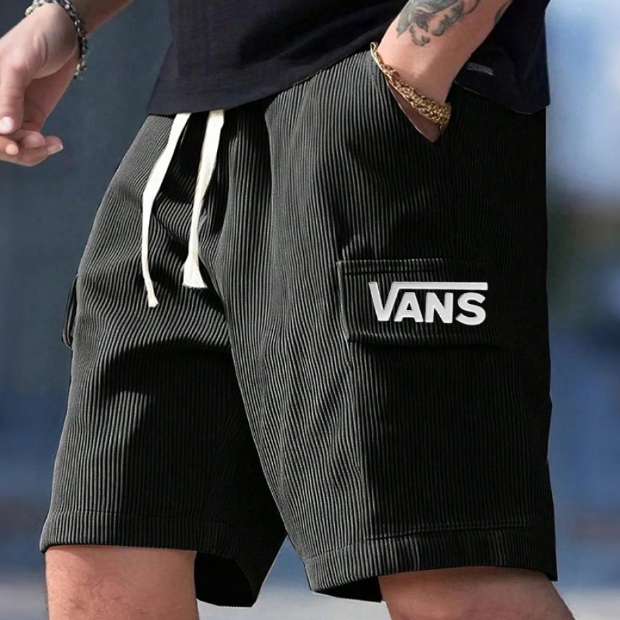 

Men's Vintage Corduroy Shorts With Drawstring Waist
