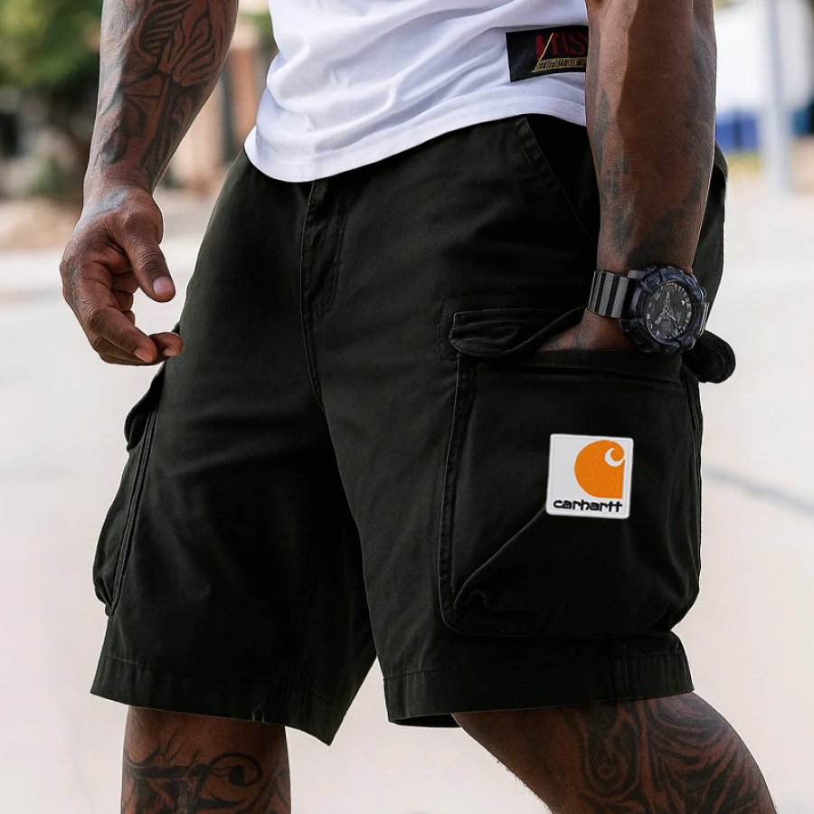 

Men's Vintage Cargo Shorts With Adjustable Waistband And Side Pockets