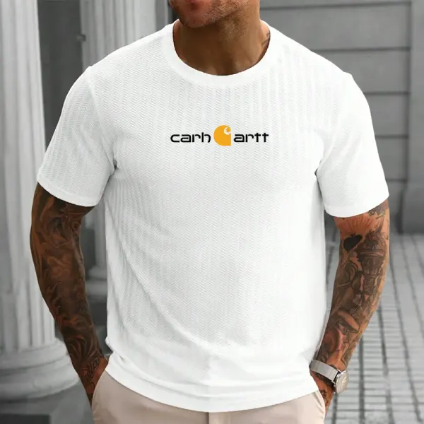 Men's Casual Graphic Print T-Shirt With Textured Pattern - Wayrates.com 