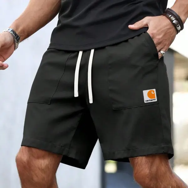 Men's Casual Cargo Shorts With Drawstring And Logo Patch - Wayrates.com 