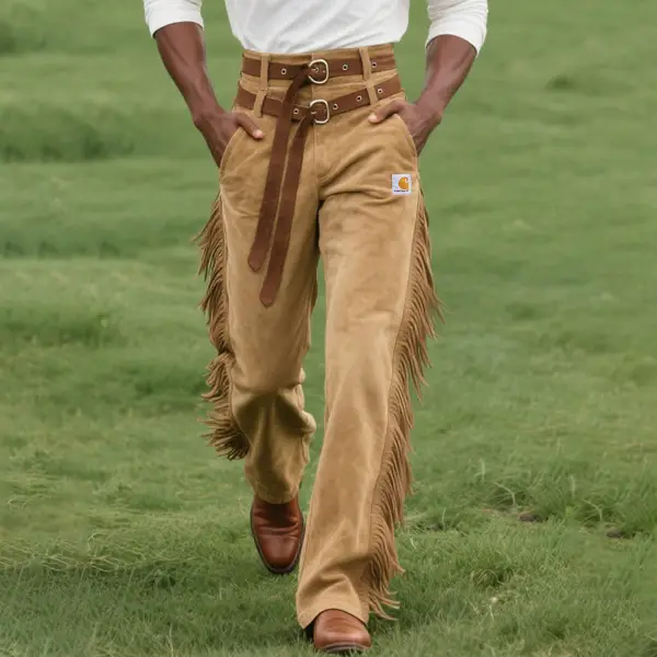 Men'S Western Style Tassel Double Belt Pants - Wayrates.com 