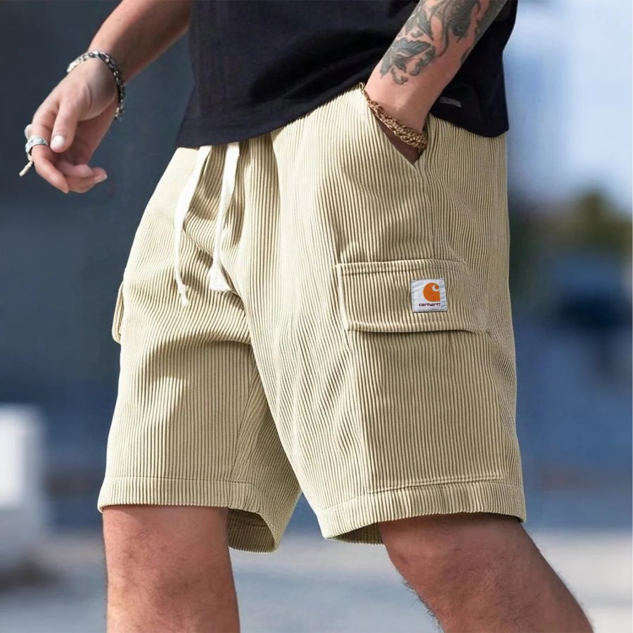 

Men's Vintage Corduroy Shorts With Logo Patch