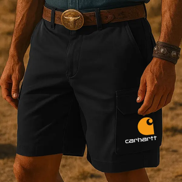 Men's Workwear Graphic Print Cargo Shorts Black - Wayrates.com 