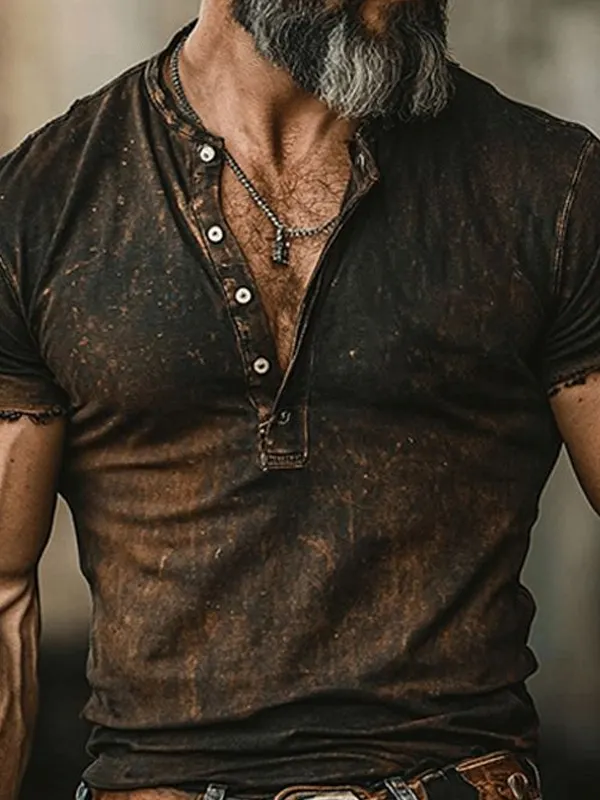 Distressed Henley T-Shirt For Men - Perfect For Casual And Fitness Wear - Menbarn.com 